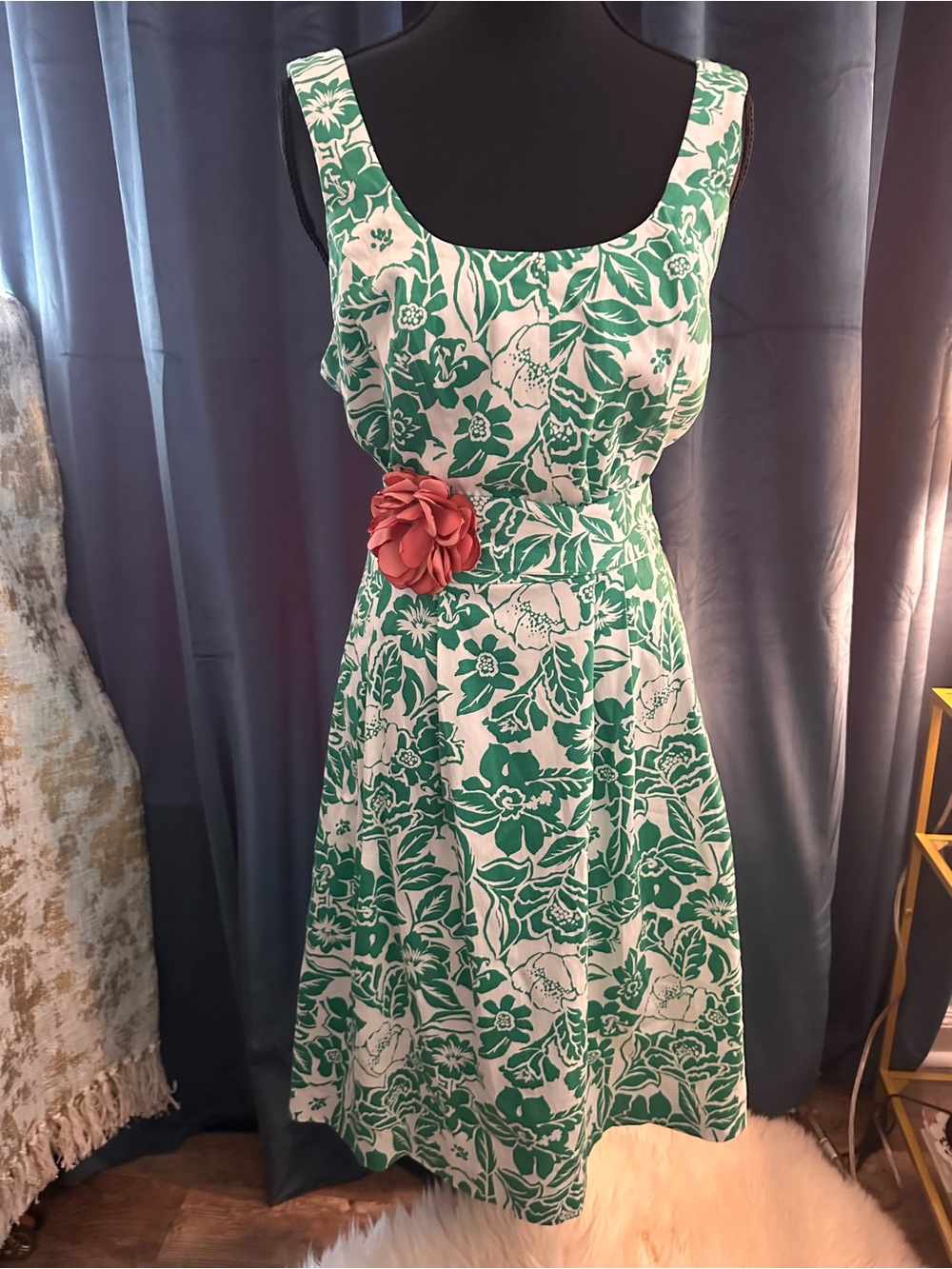 Green Floral Sleeveless Sundress [flower not included]